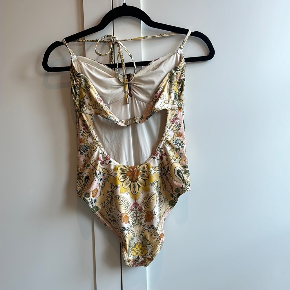 Zimmermann Floral Paisley One-Piece Swimsuit in Cream, Yellow, Pink - Picture 2 of 8